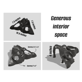 Aquarium & Terrarium Corner Cave – Faux Mangrove Root Hideout for Fish, Shrimp, Geckos, Snakes – Natural-Look Reptile Tank Decor in Textured Root Style (Charcoal, 7.5" x7.5''x4)