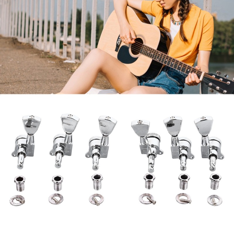 6PCS Guitar Locking Tuners Triangular Head String Tuning Key Pegs