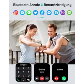 Cloudpoem Smart Watch, 1.85 Inch HD Touch Screen Fitness Watch with Phone Function, SpO2 Monitoring, Heart Rate Monitor, Sleep Monitor, Pedometer Watch, 100+ Training Modes, Sports Watch for Women and