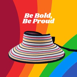 Pineapple&Star Vienna Visor Women's Summer Sun Straw Packable UPF 50+ Beach Hat (Rainbow)