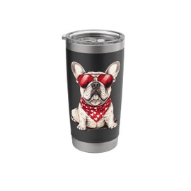 Frenchie Heart Bandana Cool French Bulldog Lover Valentines Stainless Steel Insulated Tumbler
