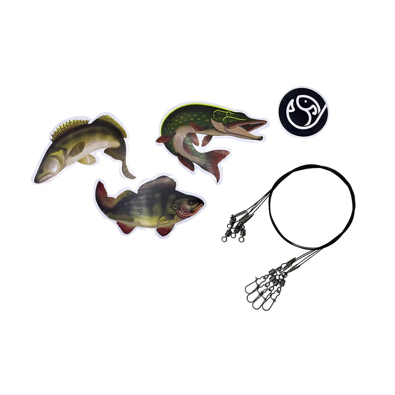 PetrisCatch Firetiger Yellow Rubber Fish Set + 4 Steel Leaders,