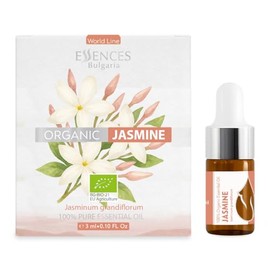 Essences Bulgaria Jasmine Essential Oil 3ml (0.1 Fl Oz) | Jasminum grandiflorum | 100% Pure, Natural, Undiluted | Aromatherapy, Cosmetics | Vegan, Non-GMO, Cruelty-Free