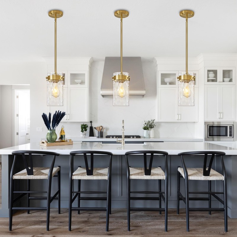 Vaziden 4.72" Hammered Glass Pendant Lighting for Kitchen Island 1