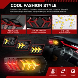 DREAMIZER LED Brake Tail Light with Turn Signals Sequential Motorcyle Taillight Compatible with Honda Grom MSX125 CBR650 CB650F CTX700N - Red Lens