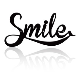 Graduation Gifts Smile Decor 12x5.8 Inch Black Smile Metal Wall Decor Christmas Inspirational Gifts for Women Encouragement Gifts for Women Unique House Warming Gifts Smile Iron Words Sign for Apartment Wall Decor