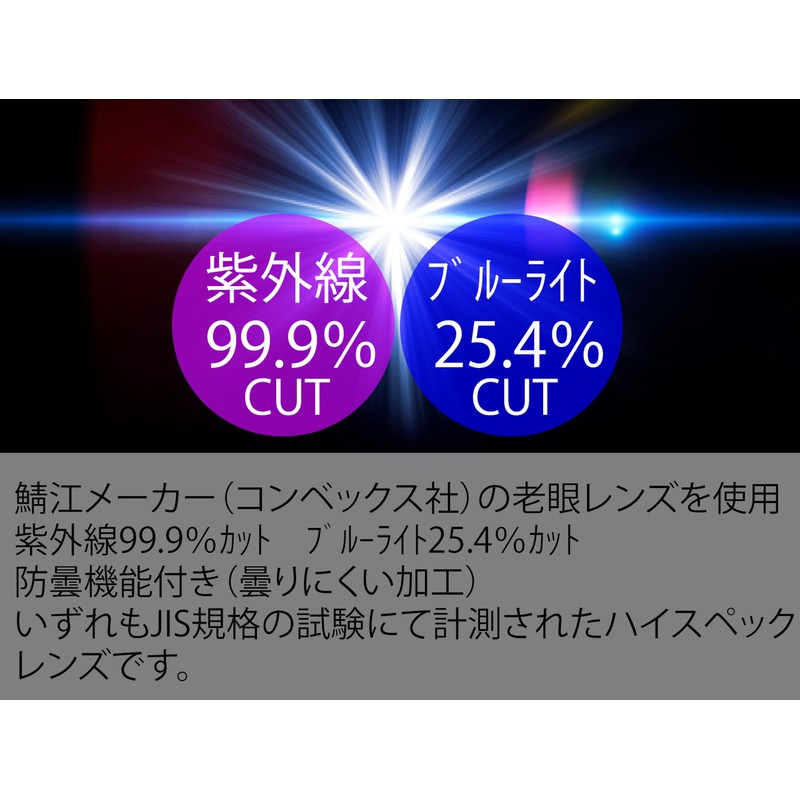 [FaceTrick az Label] シニアグラス002R おしゃれな老眼鏡 グラスコード首掛け UV400防曇加工/ブルーライトカット鯖江メーカー高性能レンズ ARG4123GC (Black, 2.00,