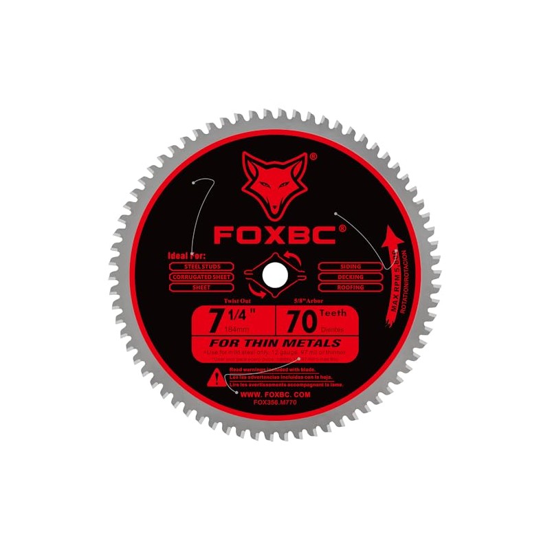 FOXBC 7-1/4 inch Circular Saw Blade Metal and Stainless Steel