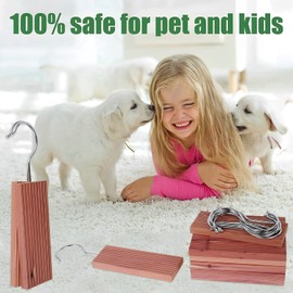 12 Pcs Cedar Blocks with 12 Hook Hanger Red Cedar Hang Ups Natural Aromatic Cedar Long-lasting Scent Cedar Planks Portable Cedar Sachets for Drawers and Closets 13x4.9x1.2cm