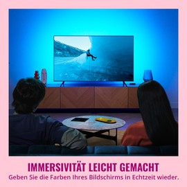 WiZ HDMI Sync Box with TV Lighting, Synchronises Light to Movies/Games etc., HDMI 2.0 Supports 4K at 60Hz, RGBIC LED Strip for 55-65 Inches, App/Voice Control, Works with Google & Alexa