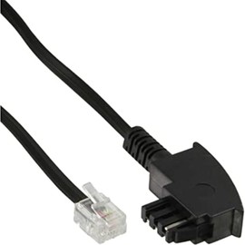 Vivanco 4 Core Telephone Connection Cable 6m (TAE-F Male - RJ 11 Male) Black