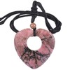 SUNYIK Natural Rhodonite Love Heart Crystal Lucky Coin Pendenat Necklace