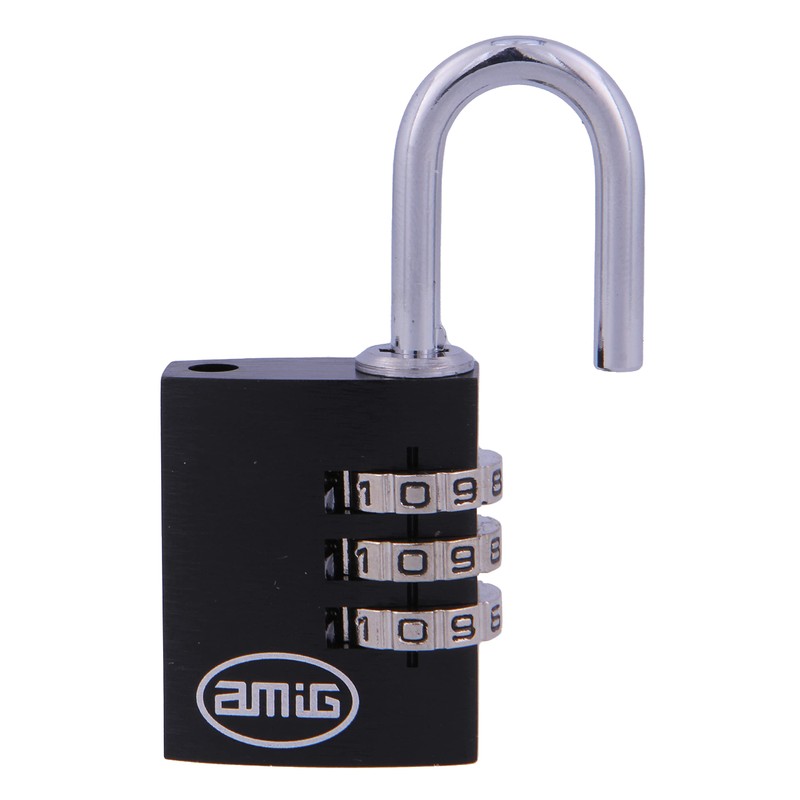 Amig Aluminium Combination Lock, Model 75, Black, 25 mm, for