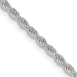 GlittersandGold Sterling Silver Rhodium-plated 2.25mm Diamond-cut Rope Chain Necklace