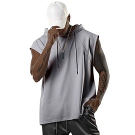 Aixdir Men's Workout Hooded Tank Tops Bodybuilding Muscle Cut Off T Shirt Sleeveless Gym Hoodies