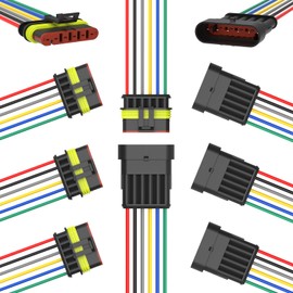 6 Pin Waterproof Electrical Wire Connectors 5 Pack Weather Pack Connectors Kit 20AWG Male and Female Automotive Wire Connectors for Car Truck Motorcycle Boat Auto Wiring