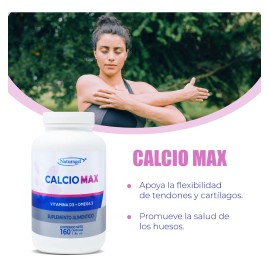 Calcio Max Vitamina D3 + Omega 3 | 160 Cápsulas | Naturagel Sabor Sin sabor