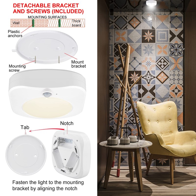 HONGUT Battery Operated LED Ceiling Light, Cordless Ceiling Light with