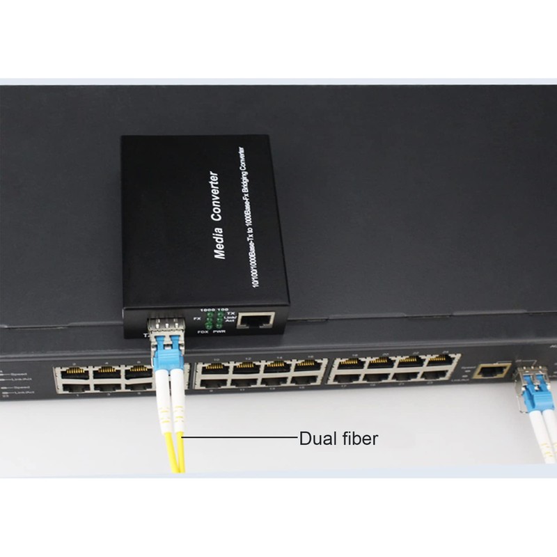 Single Mode LC Gigabit Fiber Media Converter - Include 2