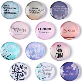 12PCS Inspirational Magnets for Fridge Glass Refrigerator Magnet Fridge Sticker Motivational Quote Refrigerator Magnets Decorative Supplies for Kids Kitchen School Office (Inspirational Quotes)