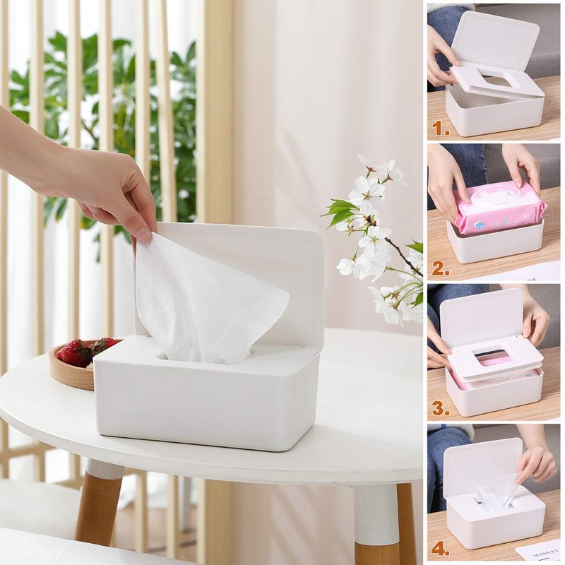 Tusenpy Wet Wipes Box with Lid, Dustproof Tissue Box, Napkins