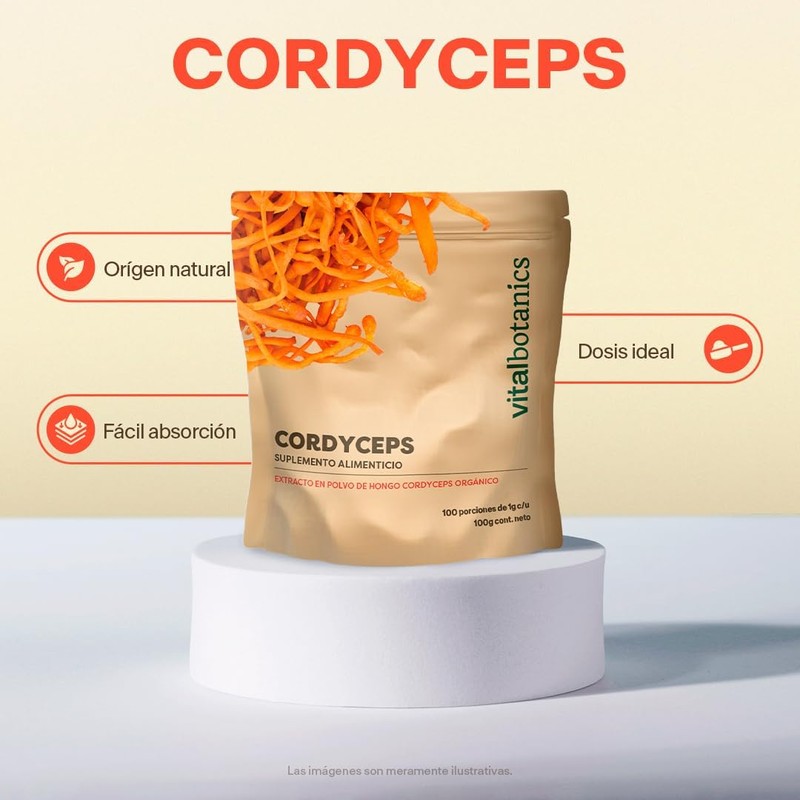 Vital Botanics Extracto de Hongo Cordyceps Orgánico en Polvo