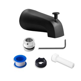 CalcMetal Top Diverter Tub Spout with 4 in 1 Adapter, Universal fit 1/2" Copper Slip, 1/2" Iron Pipe(Long and Short stub Out), and 3/4" Iron Pipe Connections, Easy Installation, Matte Black