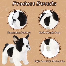 Tiny Heart French Bulldog Soft Toy Plush Toy 26 cm/10 Inch Realistic Bulldog Plush Beautiful Animal Cute and Soft Gifts Dog for Children Boys and Girls Toy White
