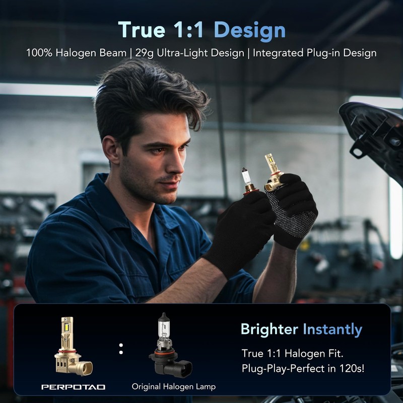 PERPOTAO 9005 9006 Bulbs Combo, 70,000LM 800% Ultra-Brightness, 60,000H Lifespan,