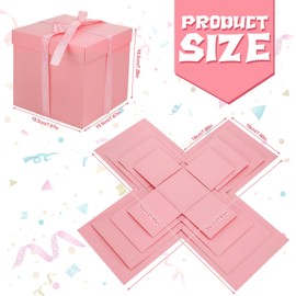 Candcamp Explosion Box, Surprise Case DIY Explosion Gift Cardboard, 5 Layer Creative Surprise Container‌ for Anniversary Festival Record Memories（Pink）