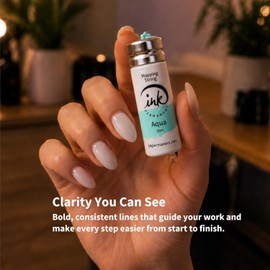 Hilo de mapeo de cejas blanco permanente de tinta Botellas de 100 pies - 30 m Hilo de mapeo preentintado para maquillaje permanente y suministros de microblading Kit de mapeo de cejas (Agua)
