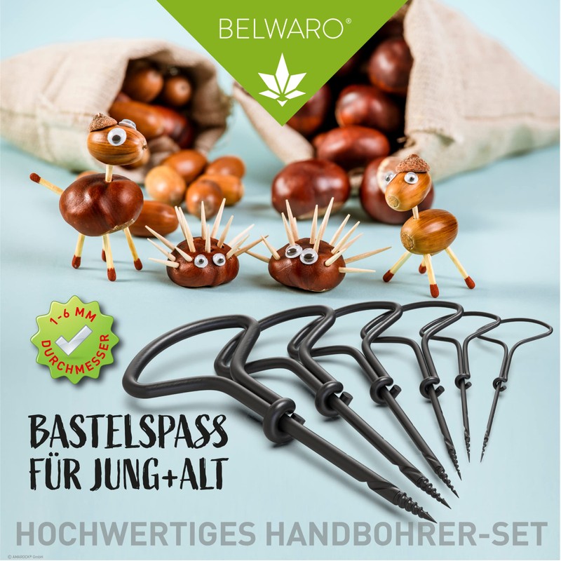Belwaro® Chestnut Drill Bit Set of 6 with Storage Box,