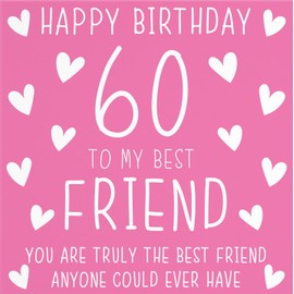 Hunts England - Best Friend 60th Birthday Card - Happy Birthday - 60 - To My Best Friend - Iconic Collection - Fun Birthday Card