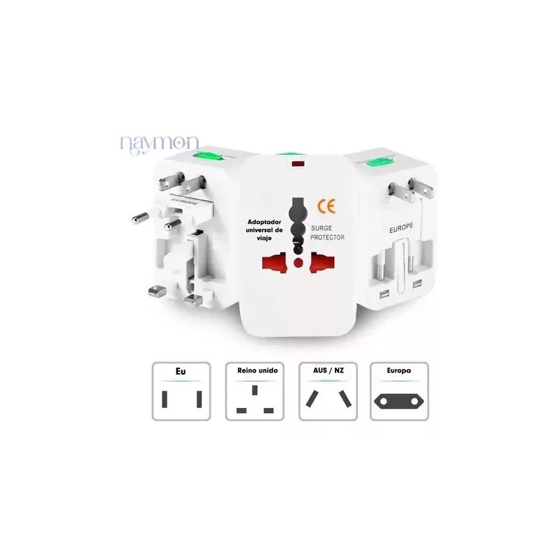 Naymon 3pz Adaptador Convertidor Clavija Corriente Universal Viaje