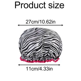 Tabanzhe Double Layer Shower Cap-Waterproof Reusable Thickened Bath Shower Cap Zebra Design Bathing Shower Hat Hair Protector for Women Men Showering