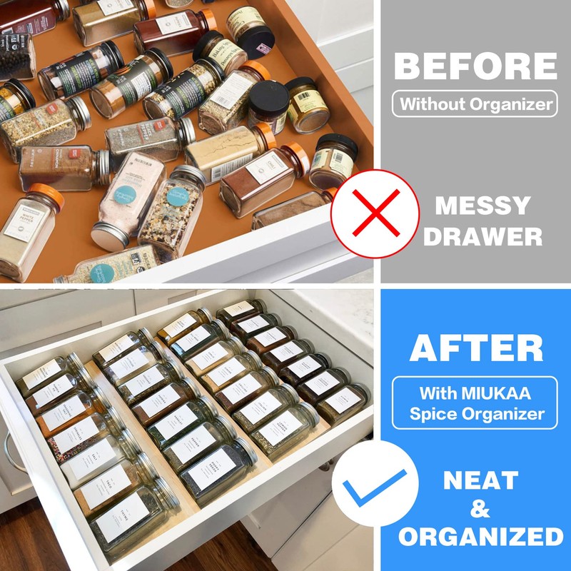 Clear Acrylic Spice Drawer Organizer, 4 Tier Seasoning Jars Drawers