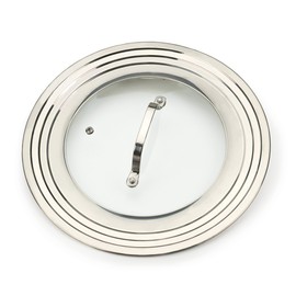 RSVP International Universal Lid Insert Steel & Secure Tempered Glass | Fits 7"-12" Pots & Pans | Oven Safe, 12.5", Stainless Steel