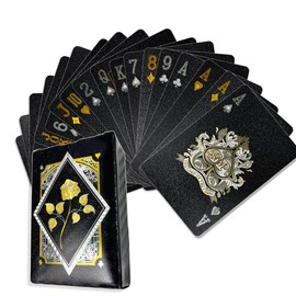 TEAONE Black Playing Card, 1 Deck Waterproof Poker for Party, Game, Magic Trick (8.8 x 6.3cm/3.46 x 2.48in)