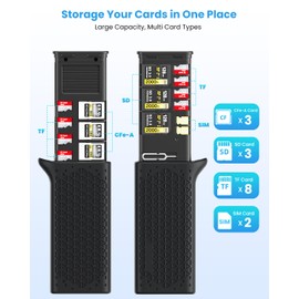 16-in-1 CFexpress Type A + SD + TF Card Reader & Storage Case Combo, USB-C 3.2 Gen2 10Gbps High-Speed Multi Card Reader Portable Card Holder Adapter for Cameras, Phones, Drones, Action Cameras, Black