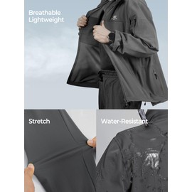 Flyplus Men’s Tactical Jacket Lightweight Hooded Windbreaker Water Resistant Stretch Breathable 9 Pockets Outdoor Work Coat