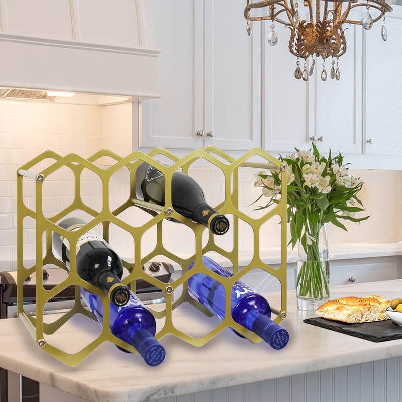 AT-VALY Countertop Wine Rack,Durable and Sturdy Freestanding 14 Bottle Wine