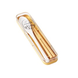 Takenaka T-96445 Chopsticks and Spoon Set, HANGO Made in Japan, Yellow, Approx. 7.6 x 1.8 x 0.7 inches (19.3 x 4.6 x 1.8 cm)