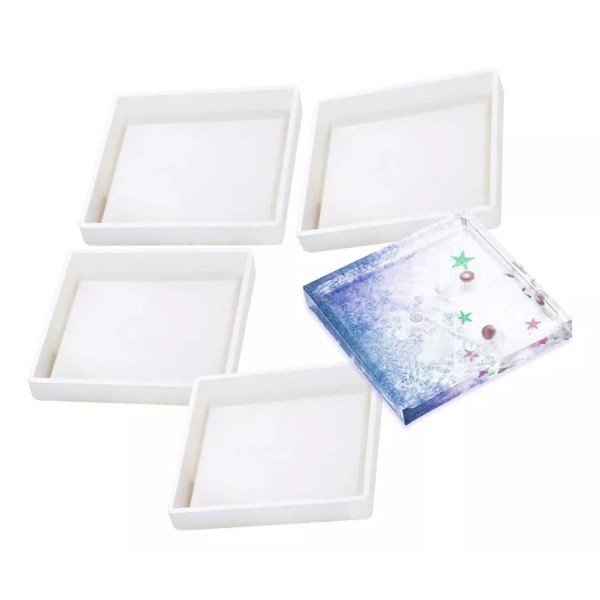 generic 4 Moldes Cuadrados Silicona P Posavasos Para Resina Hormigón