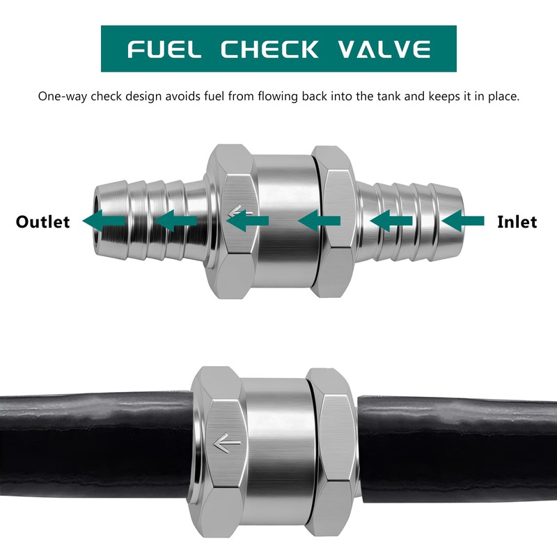 Gdnecad 2 PCS One Way Check Valve, 5/16" 8mm Aluminium