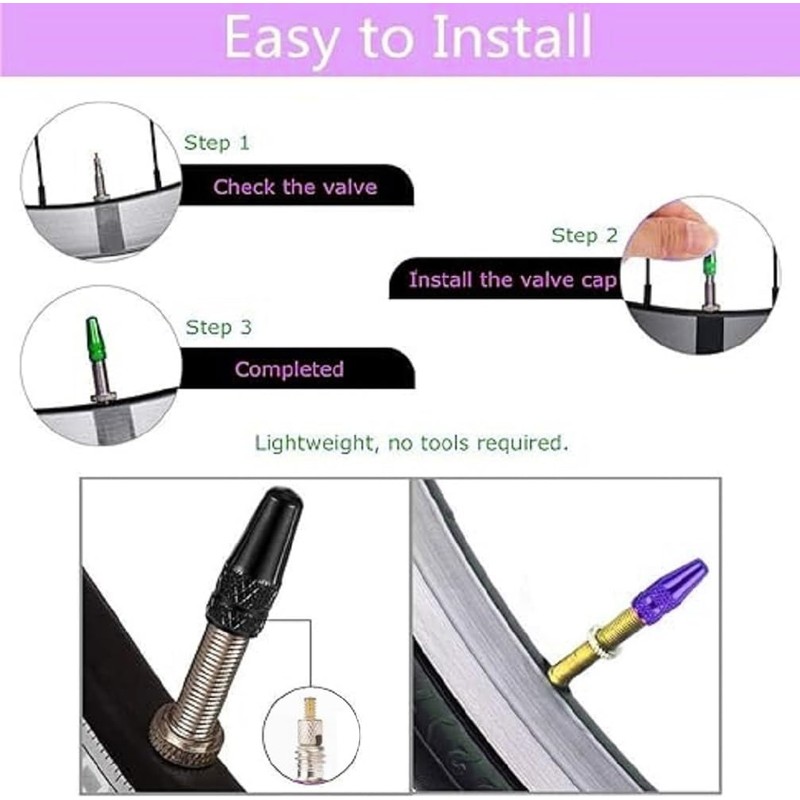 Presta Valve Caps for Bicycle, 40 Pack, Multicolour Anodised Aluminium,