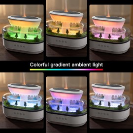 BLOIMP Essential Oil Diffuser 250ML Cloud Humidifier Rain Water Drip Diffuser Humidifier with Drip Music Micro Landscape Ultrasonic Diffuser for Bedroom Office Hotel (White Grey)