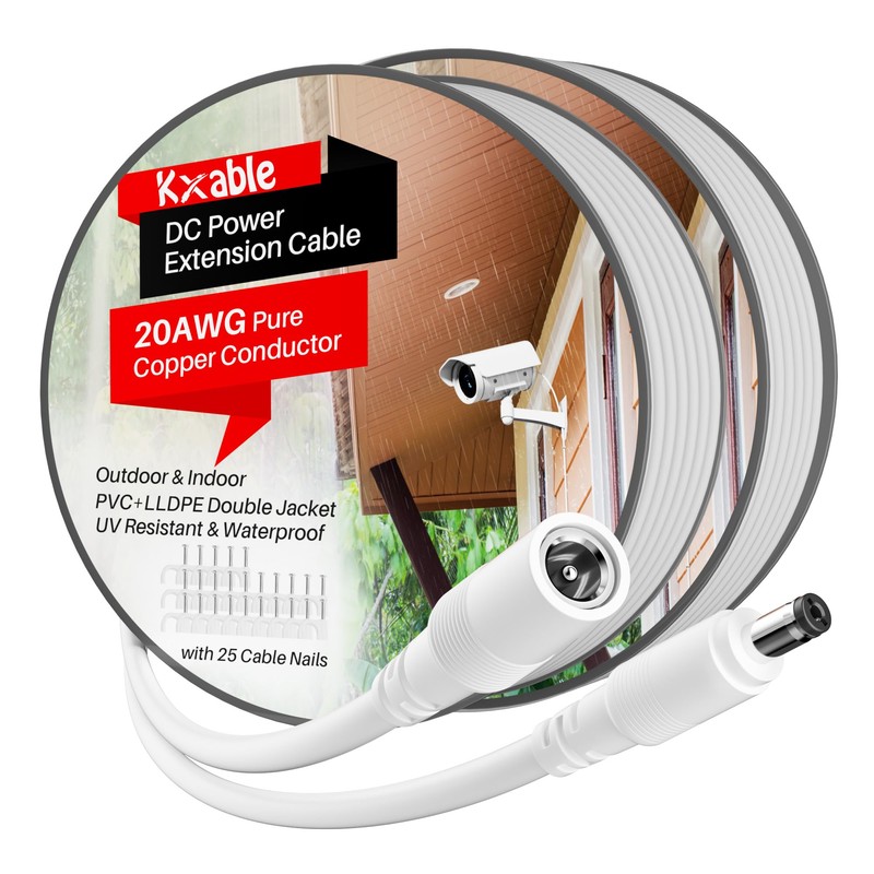 12V DC Power Extension Cable 40FT (2-Pack), Outdoor & Indoor,