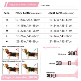 Timos Dog Harness, 3 Snap Buckles No-Pull Soft Padded Dog Vest with 2 Metal Leash Clips, Adjustable Reflective No Choke Pet Harness with Easy Control Handle for Medium Dogs,Pale Pink,M