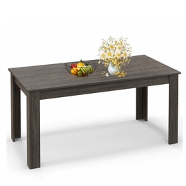 SILKYDRY 63-Inch Dining Table for 4-6 People, Rectangular Wooden Kitchen Table, L-Shaped Legs, 330 LBS Weight Capacity, Modern Farmhouse Dinette Table for Restaurant, Living Room, Family (Dark Grey)