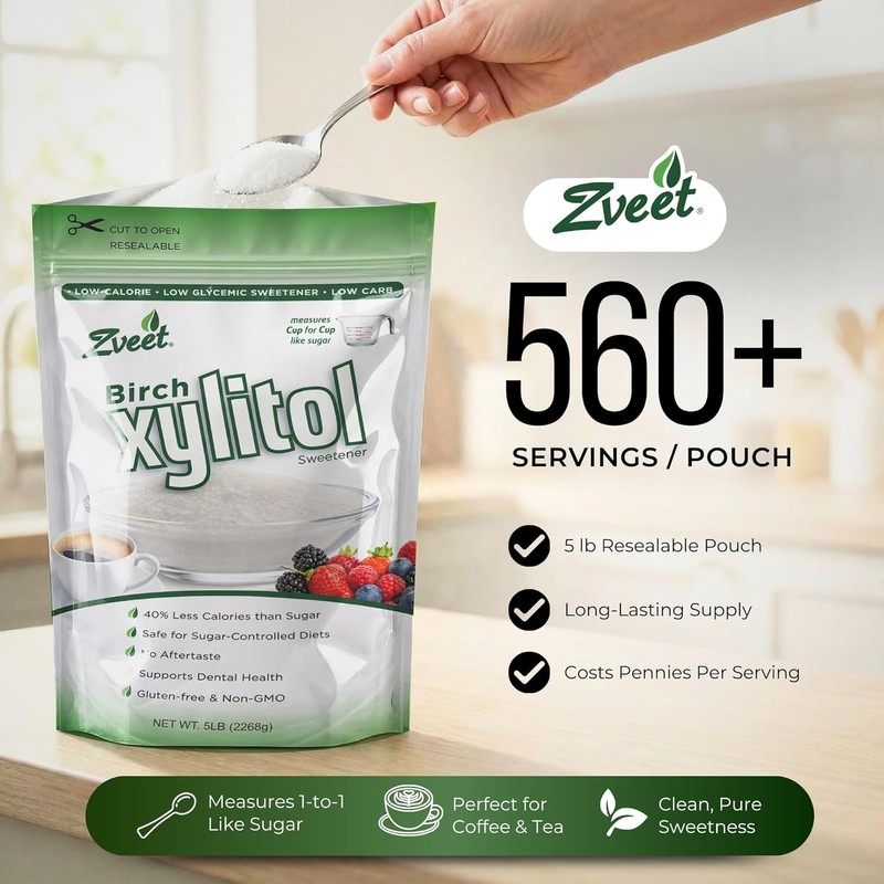 Zveet Birch Xylitol Sweetener | Keto Friendly, Non GMO Low
